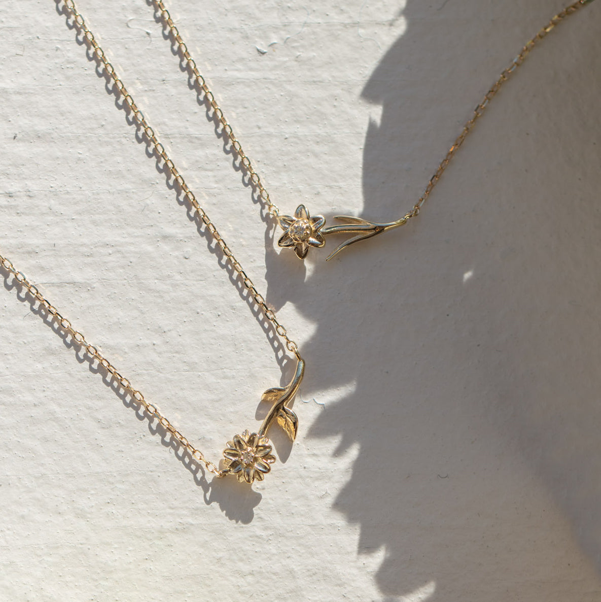Solid Gold Birth Flower Necklace