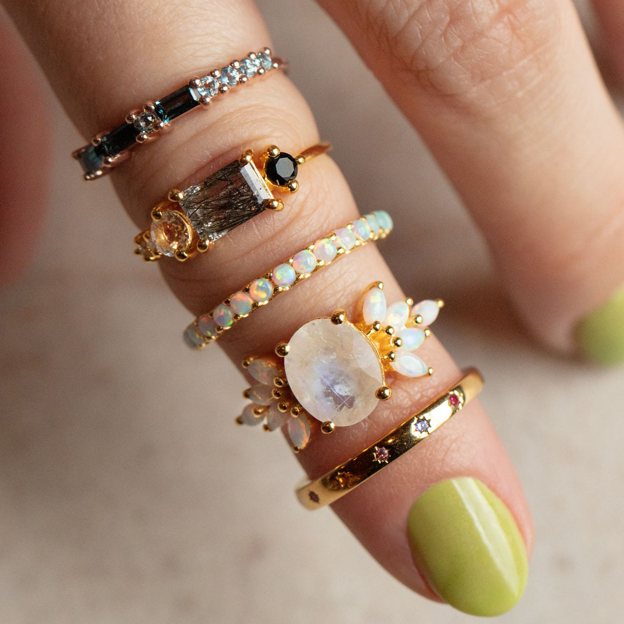 Rutilated Quartz and Topaz Haven Cluster Ring