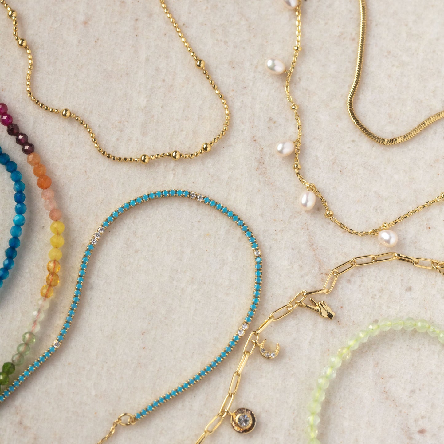 Colorful Quartz Beaded Anklet