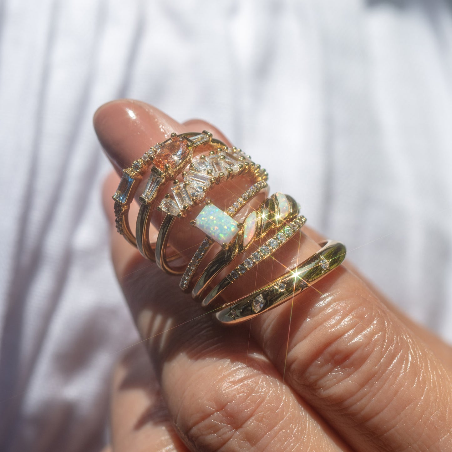 Hopeful Opal Baguette Ring