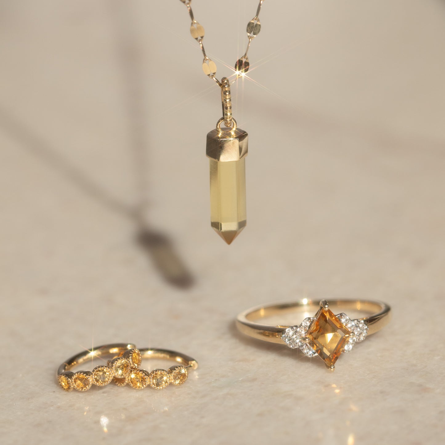 Solid Gold November Capsule Citrine Kite Ring