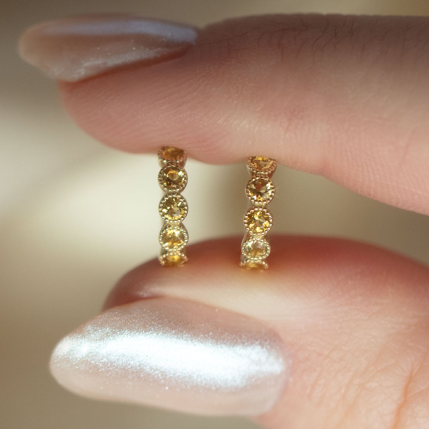Solid Gold November Capsule Citrine Huggie Hoops