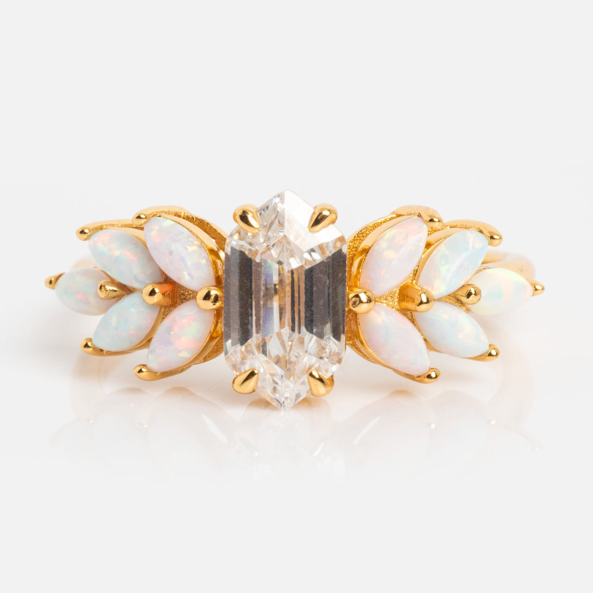 Pink Opal Ombre and Topaz Lotus Ring Local Eclectic – local eclectic