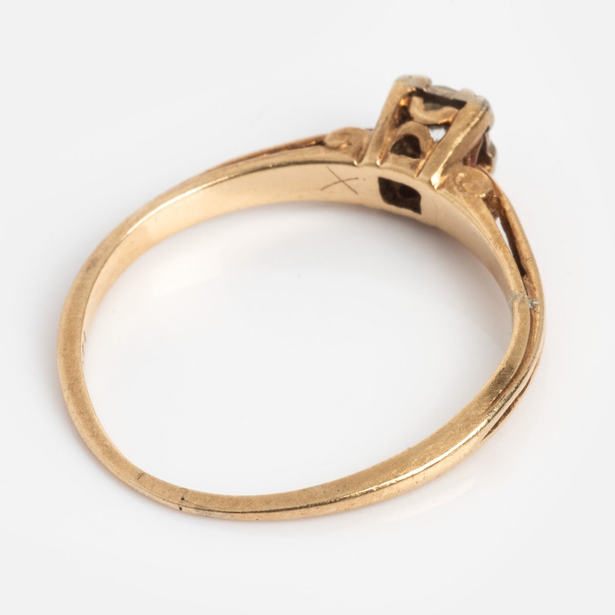 Vintage 14k 1940's Solitaire Round Diamond Engagement Ring Size 6.5