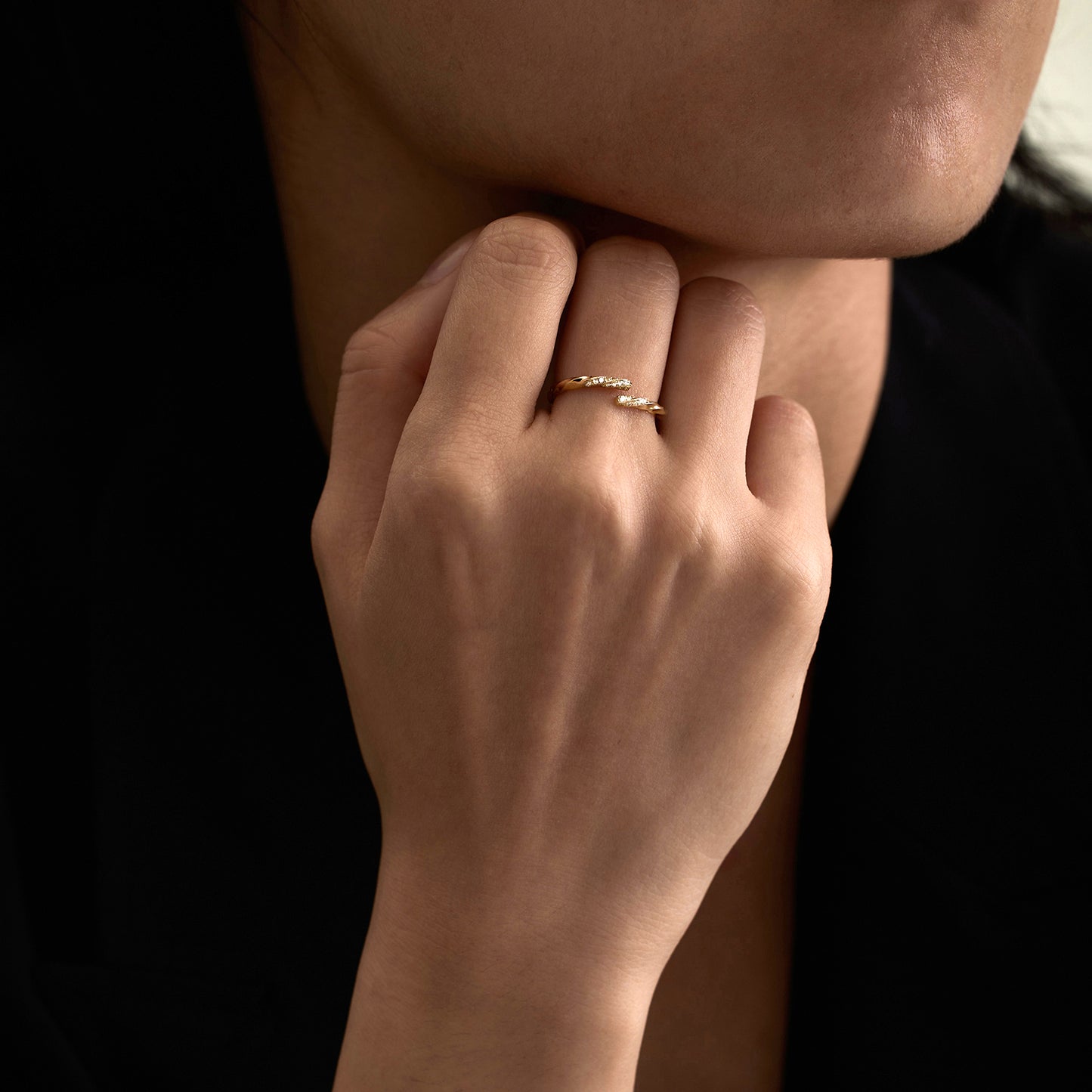 Solid Gold Pave Wrap Ring