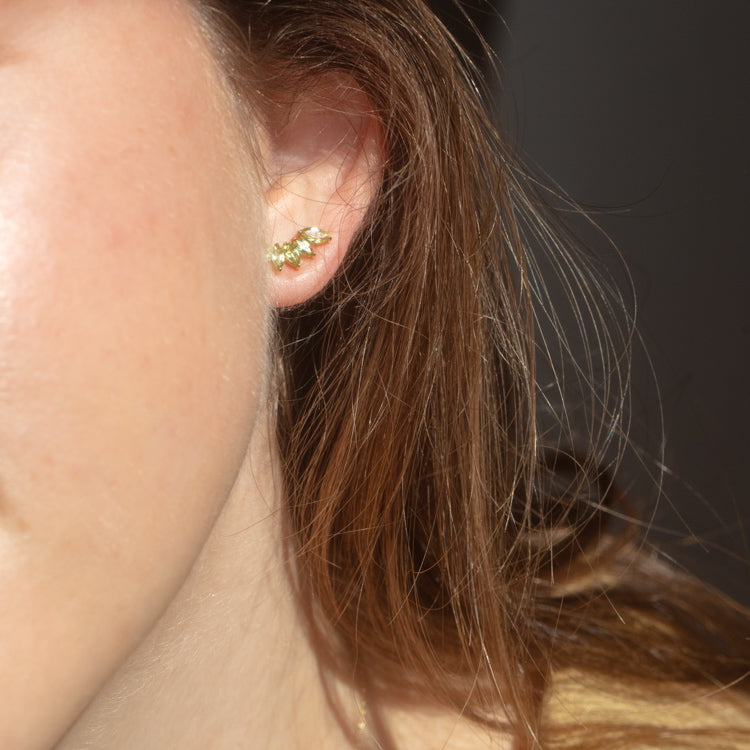 Solid Gold August Capsule Peridot Climber Earrings