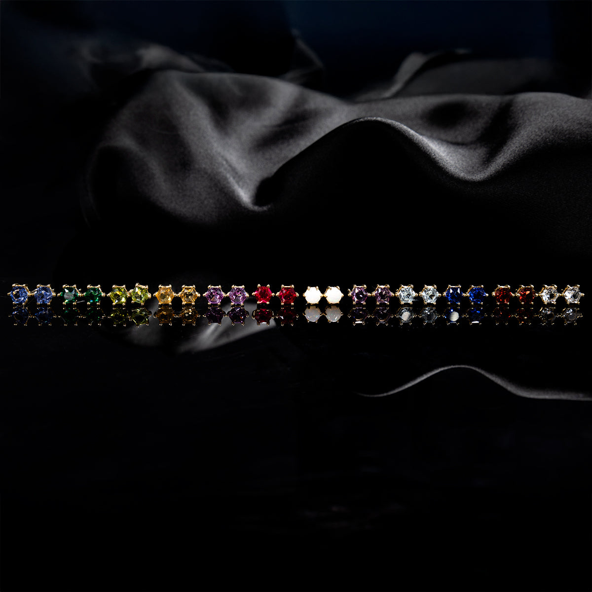 Solid Gold Modern Birthstone Studs
