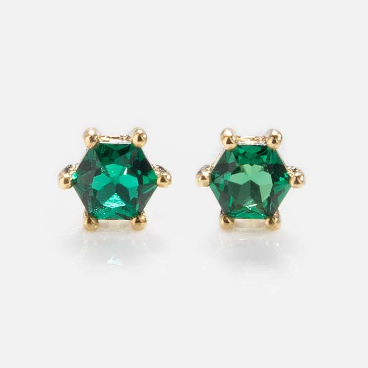 Solid Gold Modern Birthstone Studs