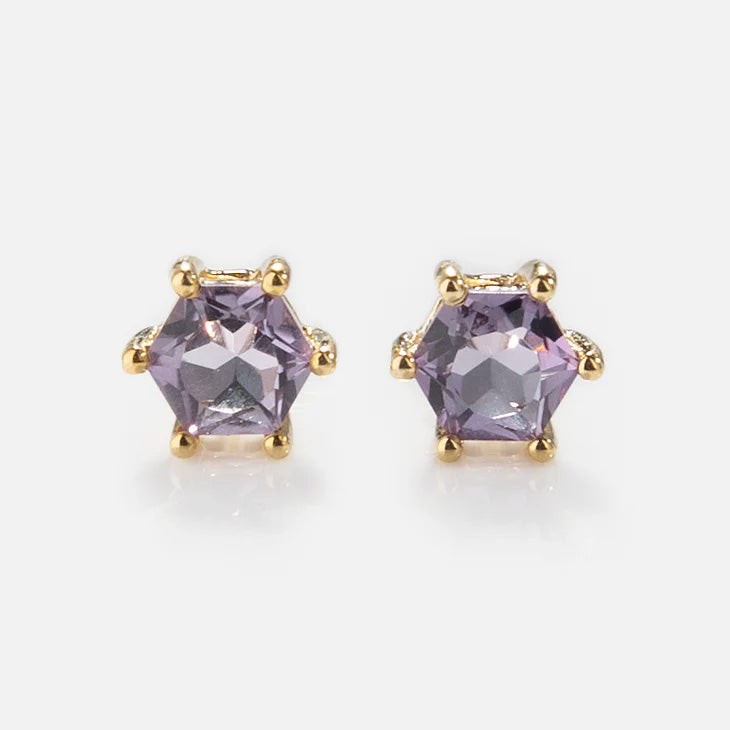 Solid Gold Modern Birthstone Studs