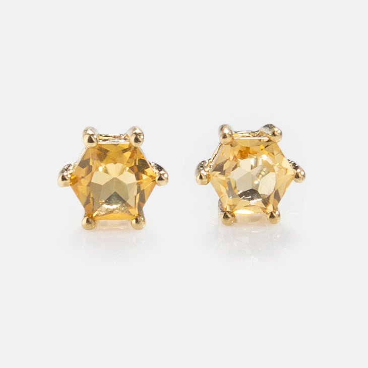 Solid Gold Modern Birthstone Studs