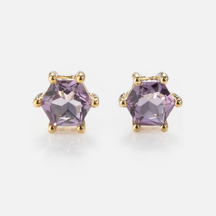Solid Gold Modern Birthstone Studs