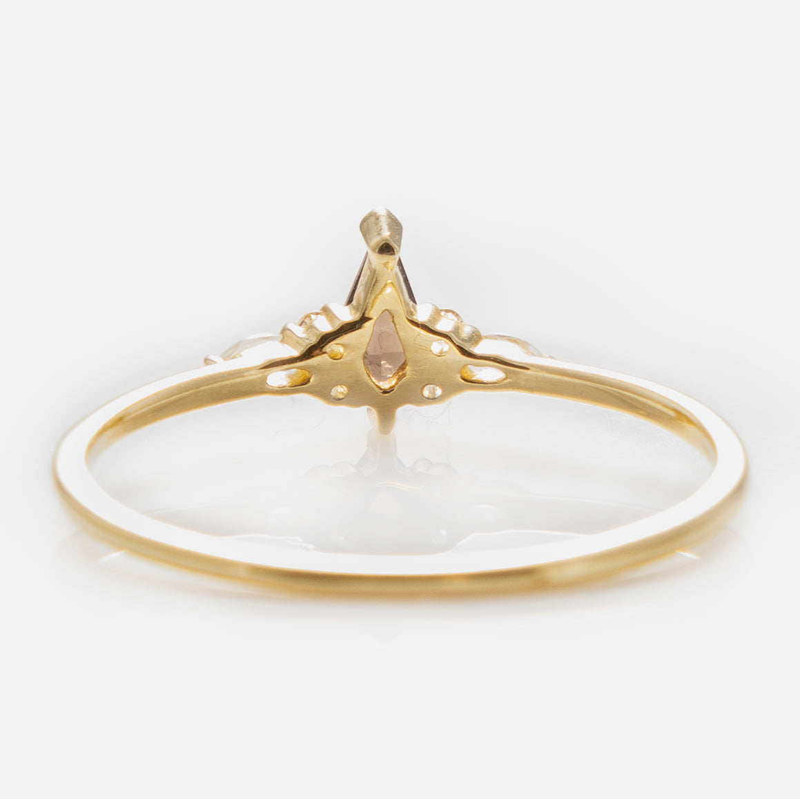 Solid Gold Smoky Quartz Shadow Kite Ring