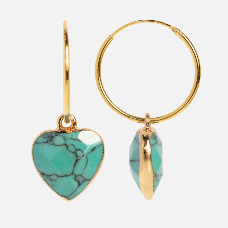 Cabo Turquoise Heart Mini Hoop Earrings