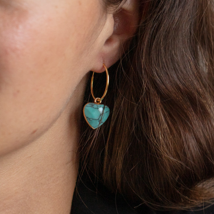 Cabo Turquoise Heart Mini Hoop Earrings