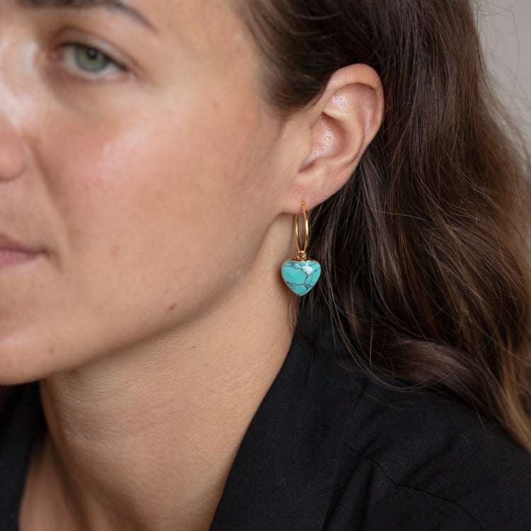 Cabo Turquoise Heart Mini Hoop Earrings