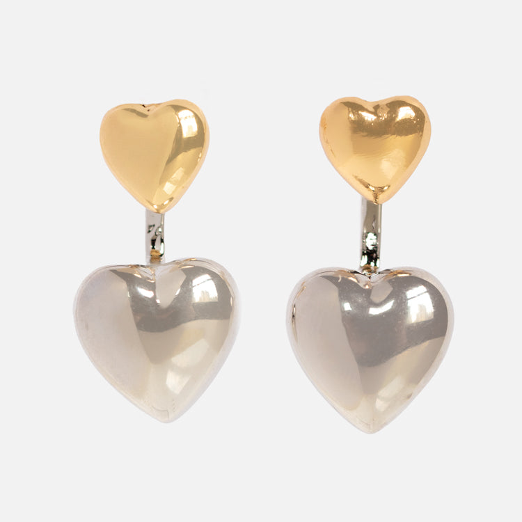 Evalina Mixed Metal Heart Drop Studs