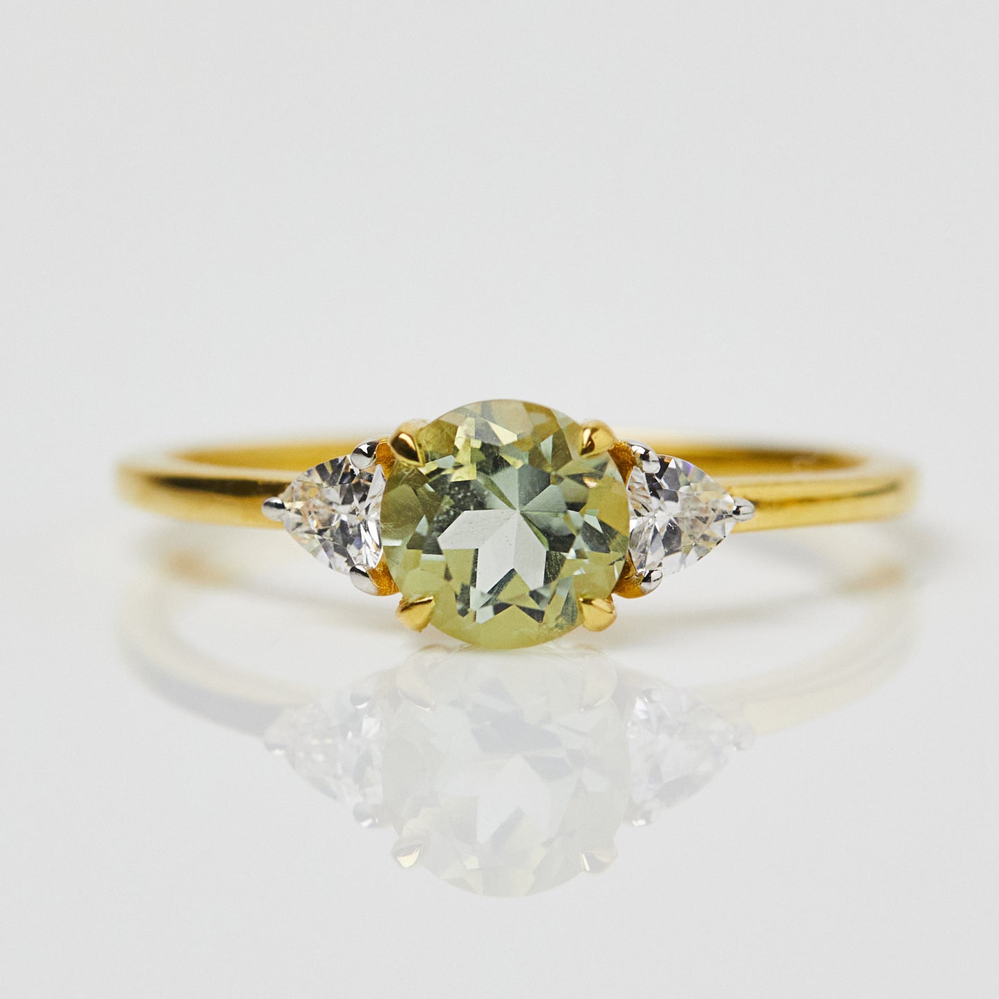 Green Amethyst Round Ring
