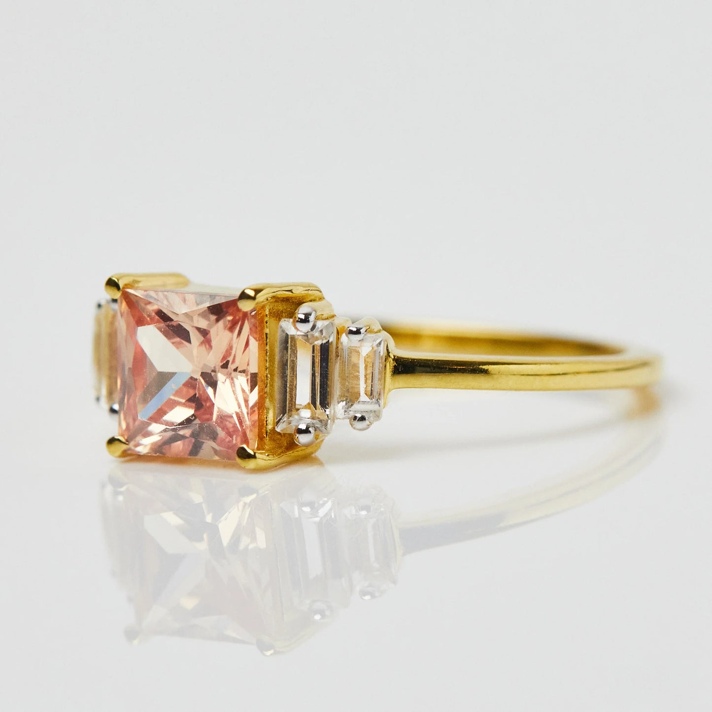 Morganite and White Topaz Deco Ring