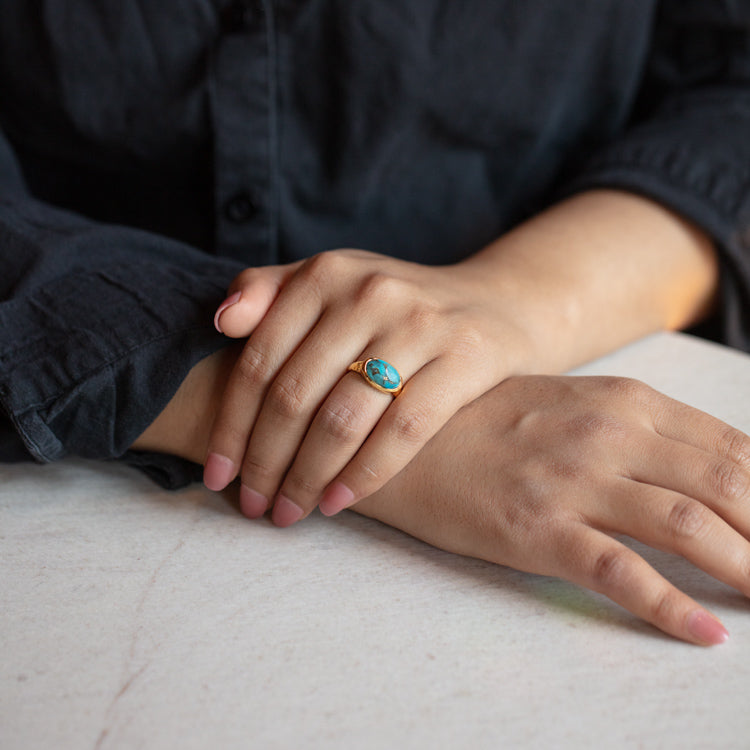 Faceted Copper Turquoise Statement Ring