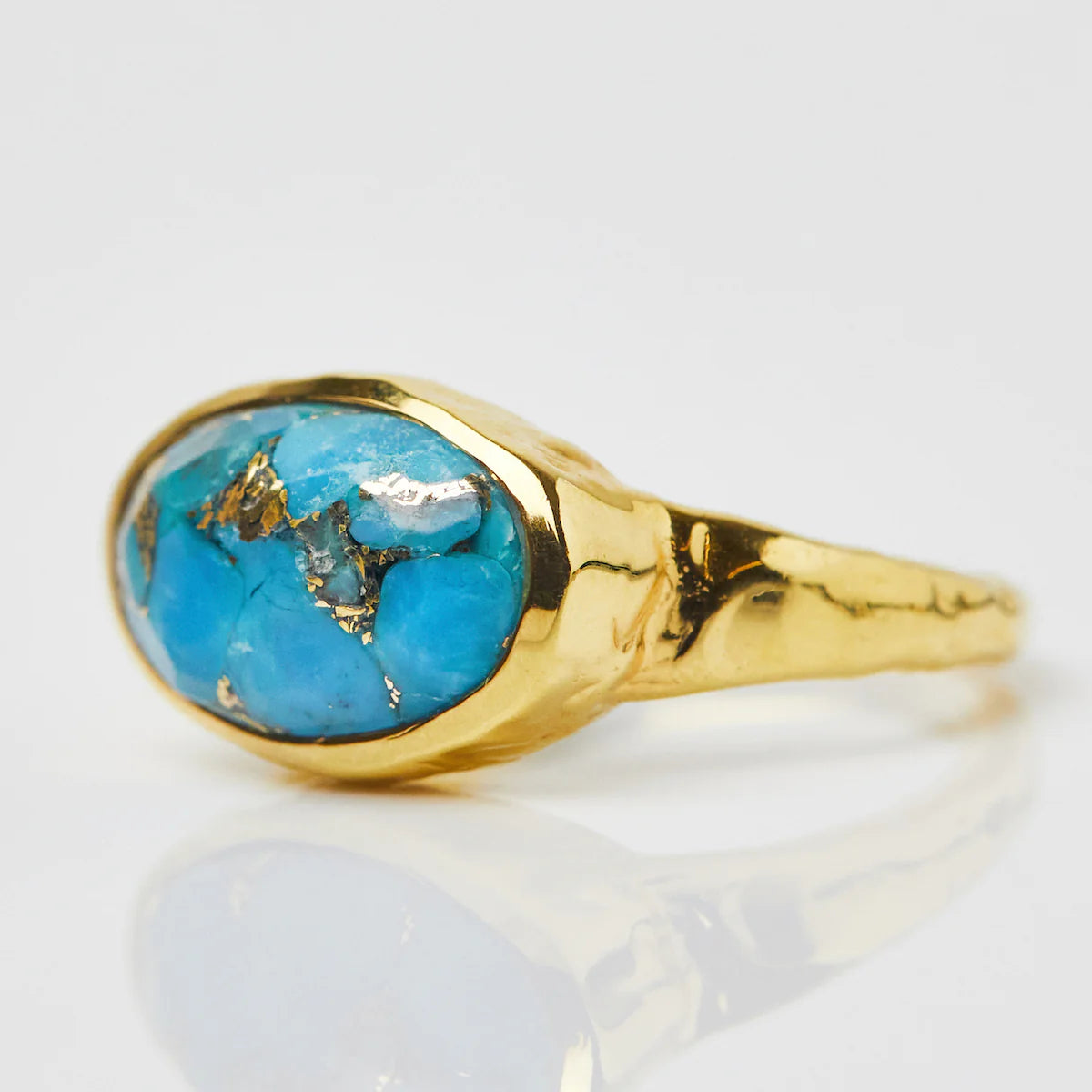Faceted Copper Turquoise Statement Ring