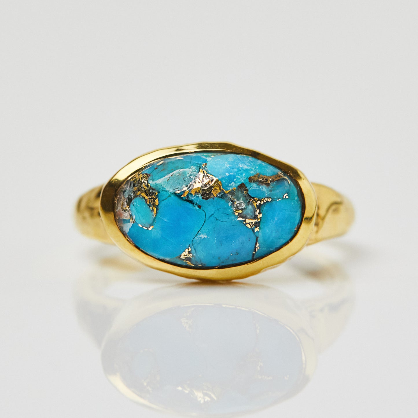 Faceted Copper Turquoise Statement Ring