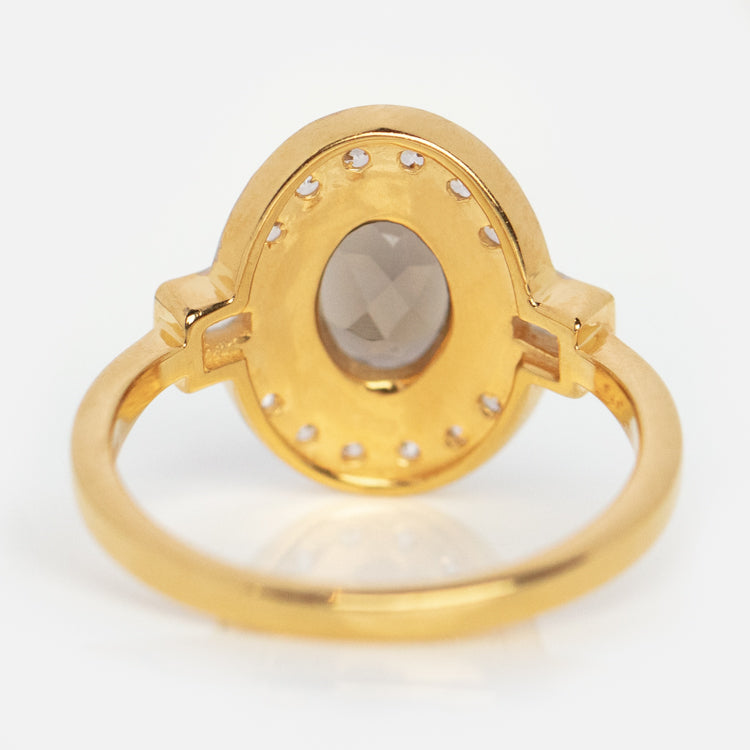 Limited Edition 10th Birthday Oval Deco Ring in Smoky Quartz
