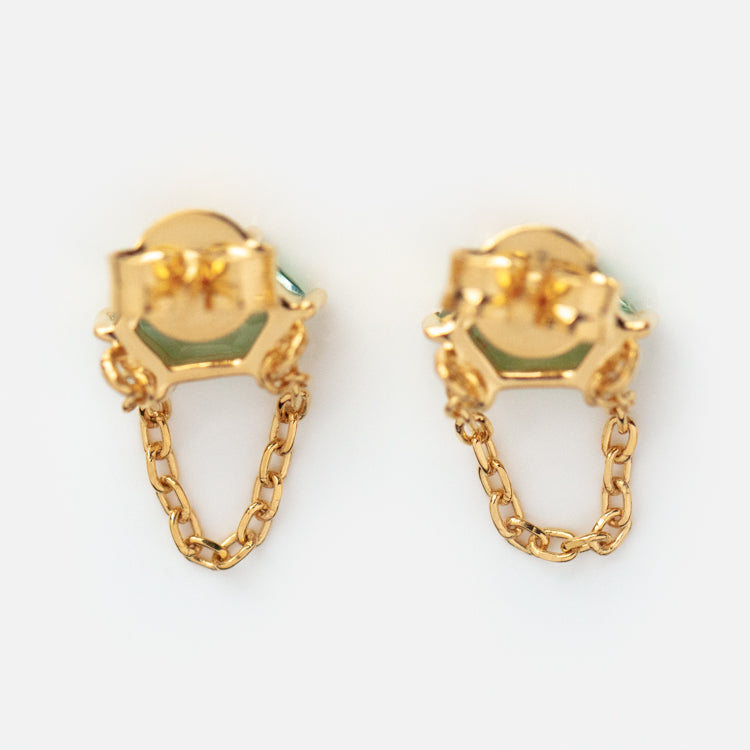 Fern Green Topaz Chain Stud Earrings