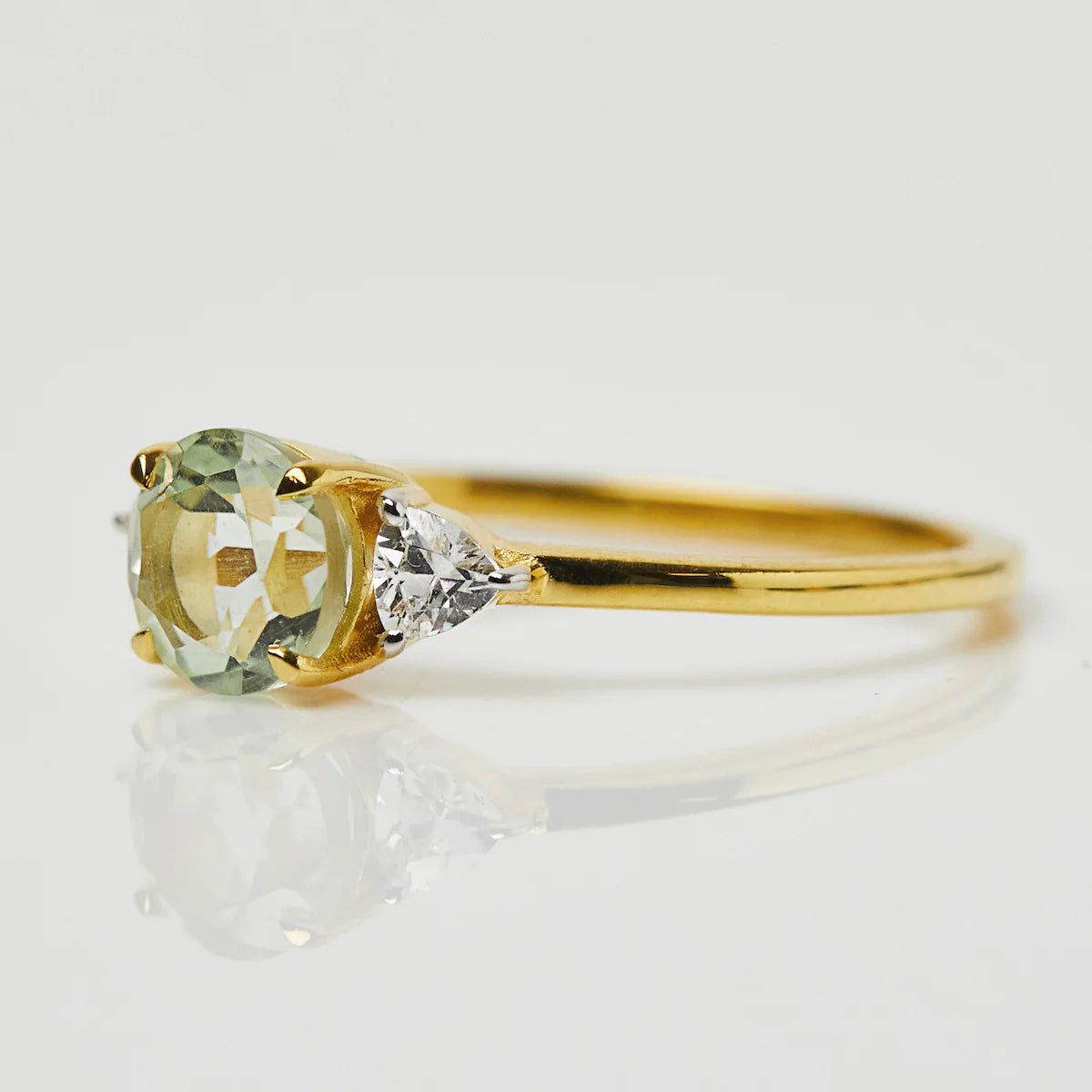 Green Amethyst Round Ring