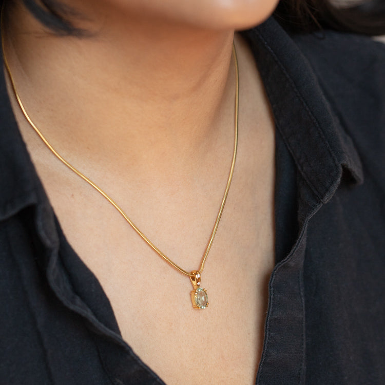 Celestial Green Amethyst Oval Necklace