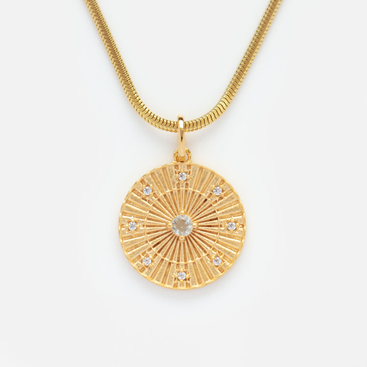 Matte Celestial Green Amethyst Coin Necklace