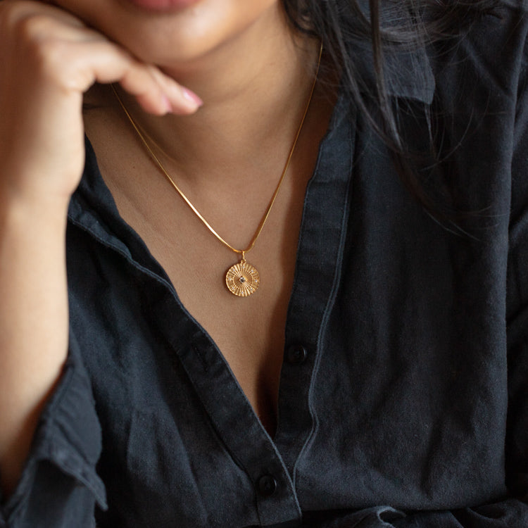 Matte Celestial Green Amethyst Coin Necklace