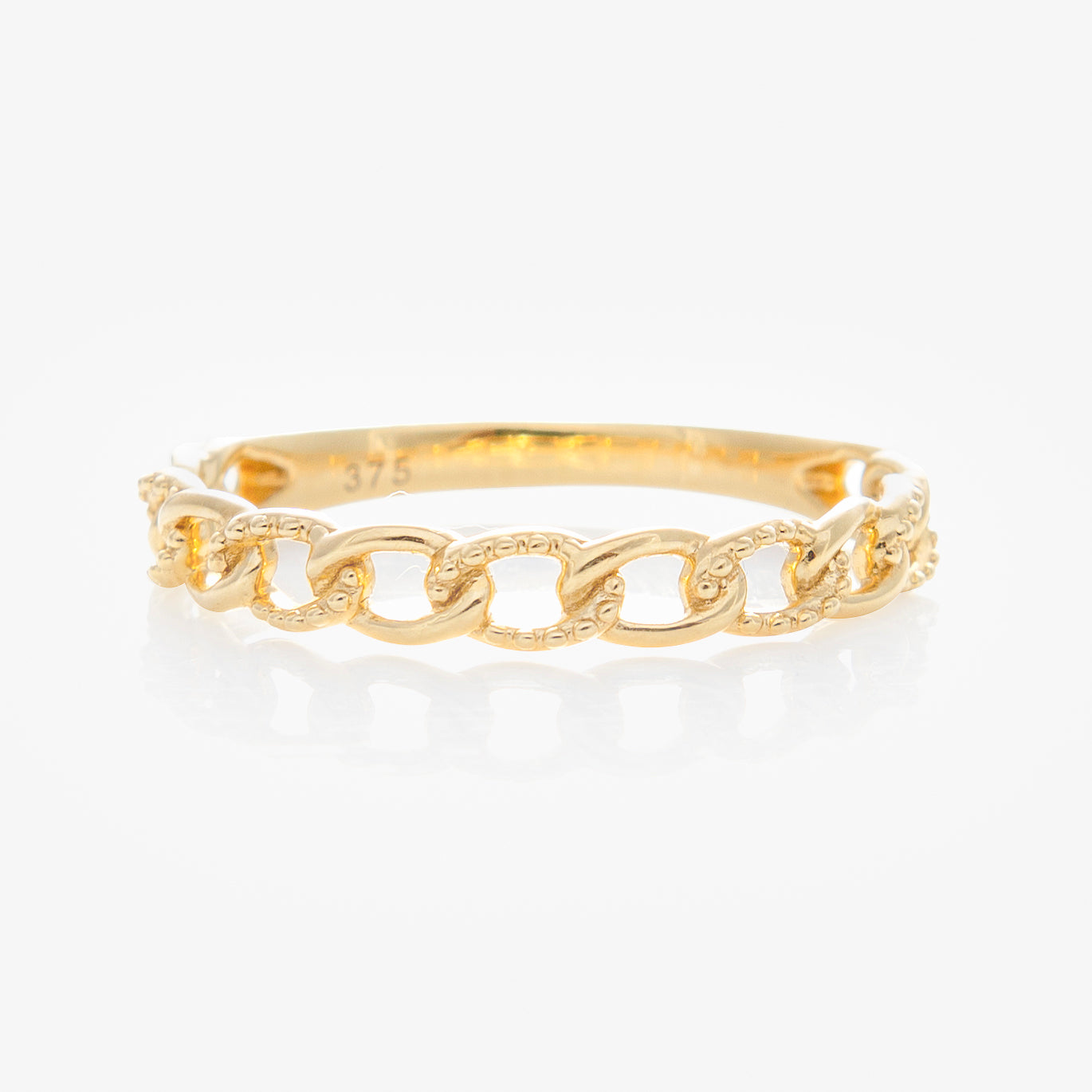 Solid Gold Textured Chain Link Ring