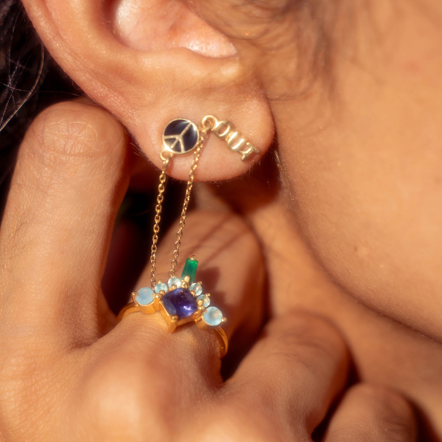 Peace Out Double Pierce Earring