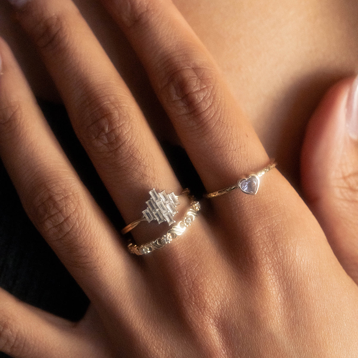 Solid Gold Vintage Inspired Sapphire Floral Band