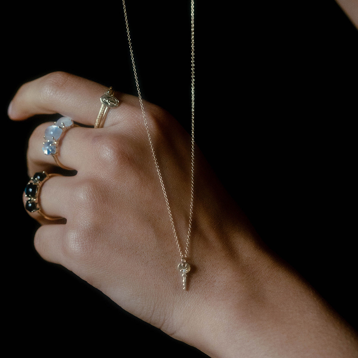 Littlest Skeleton Key Diamond Necklace