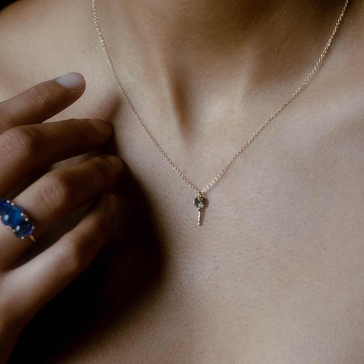 Littlest Skeleton Key Diamond Necklace