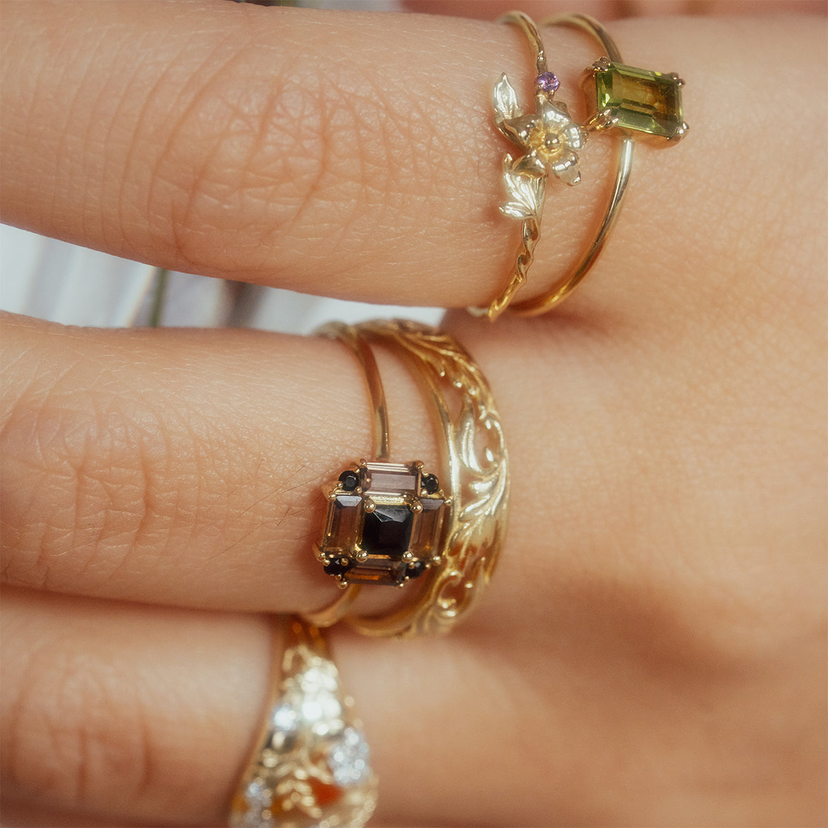 14k Vintage Inspired Art Deco Engagement Ring