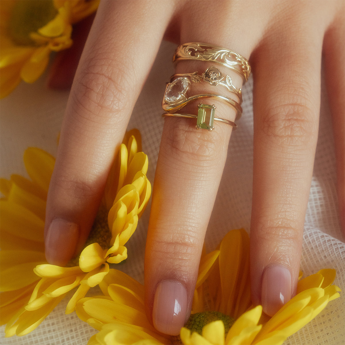 Solid Gold Birth Flower Ring