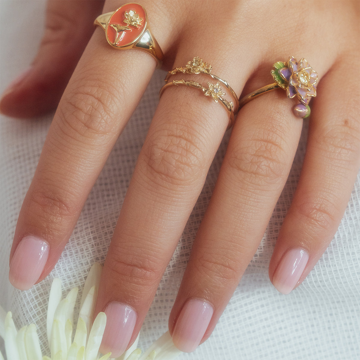 Solid Gold Birth Flower Ring