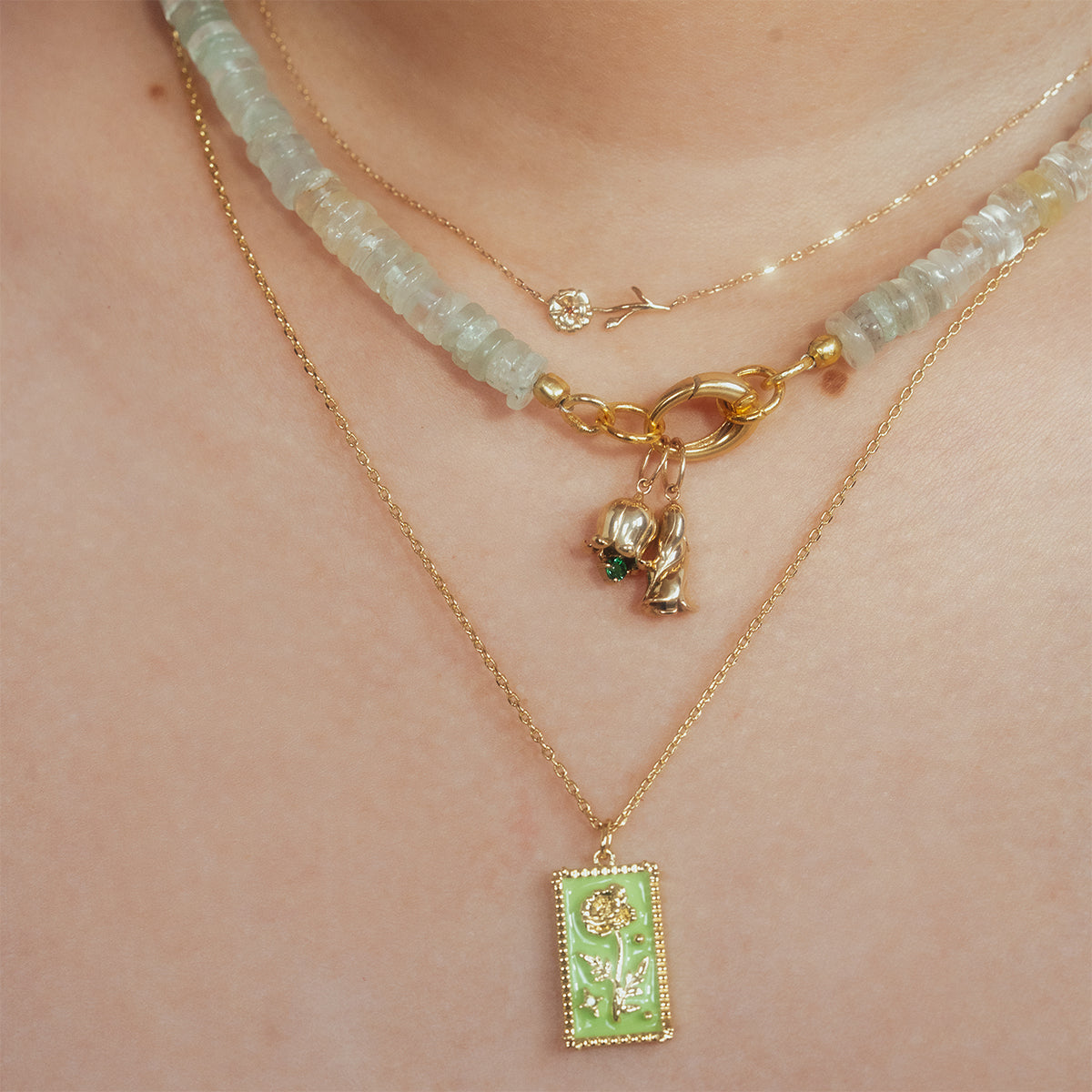 Solid Gold Birth Flower Necklace