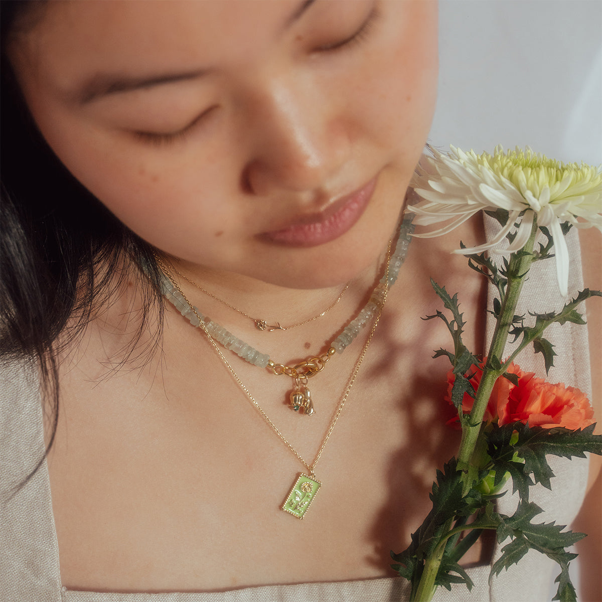 Solid Gold Birth Flower Necklace