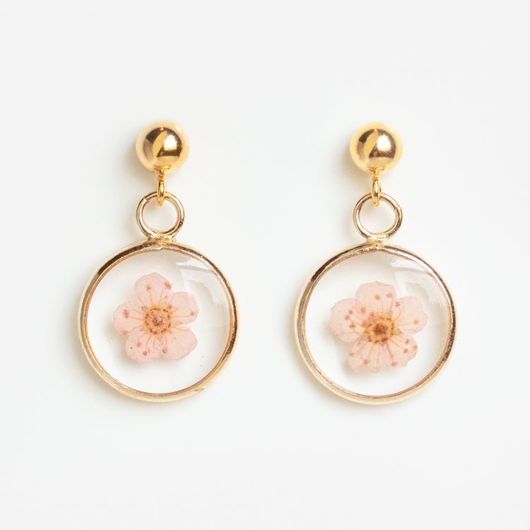 Pressed Flower Dangle Earrings
