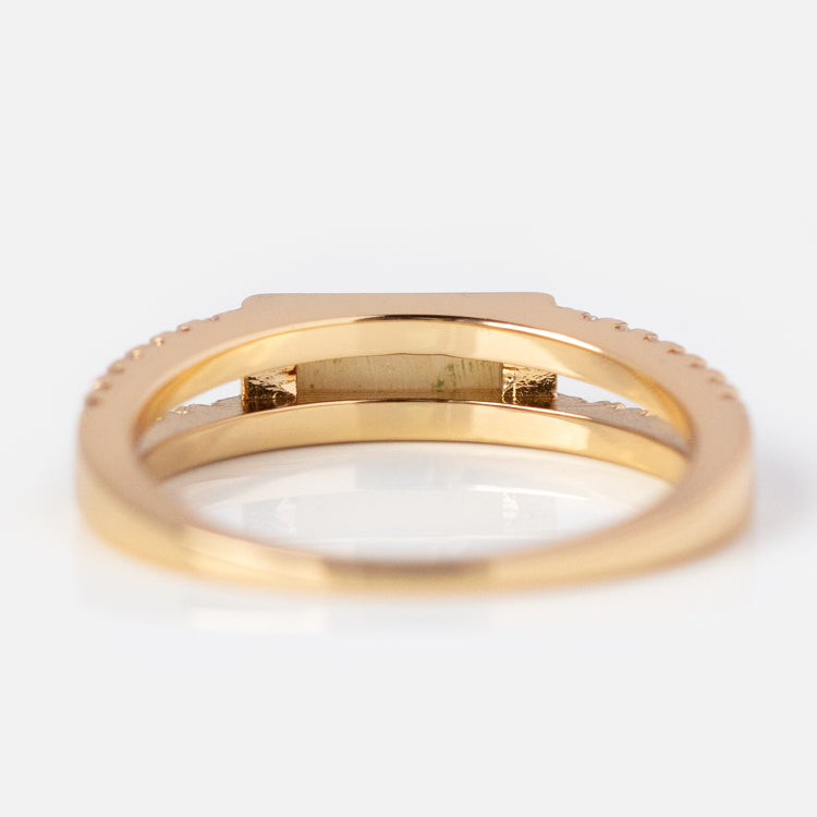 Double Band Cracked Mother of Pearl Ring