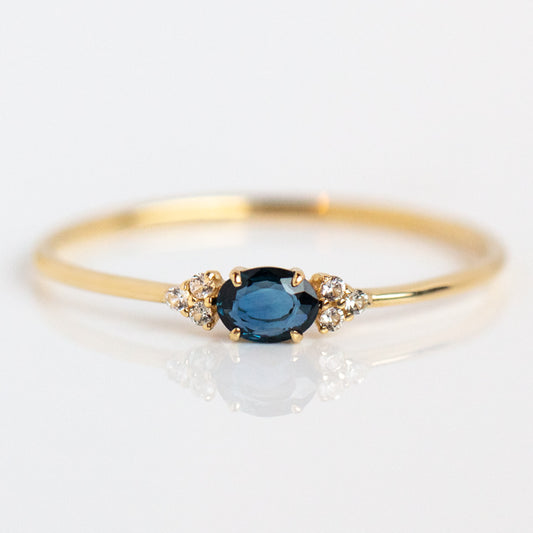 Solid Gold Delicate Blue Sapphire Ring Sample