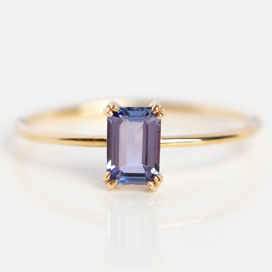 Solid Gold Tanzanite Essential Baguette Birthstone Ring Sample Size 7