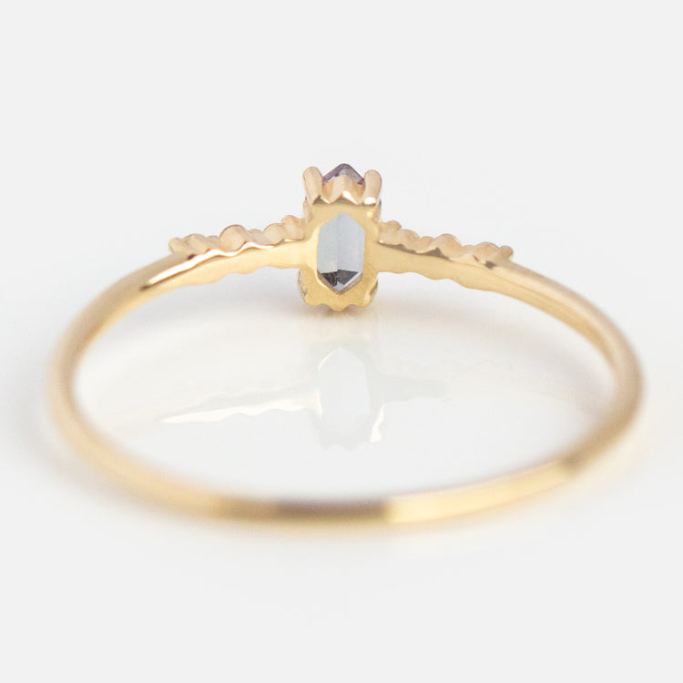 Solid Gold June Capsule Alexandrite Hexagon Ring