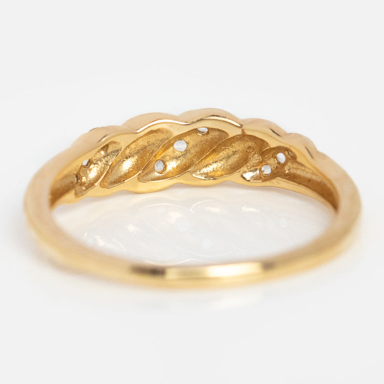 Solid Gold White Topaz Croissant Ring