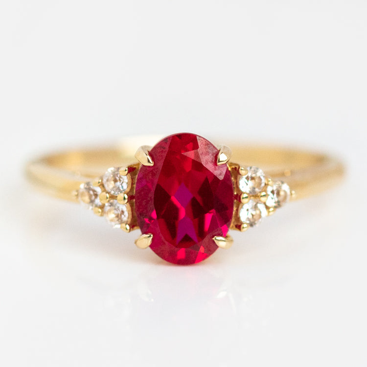 Solid Gold July Capsule Vintage Inspired Ruby Ring