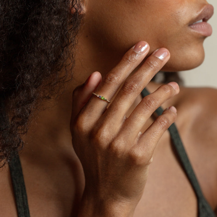 Solid Gold Pride Acrostic Ring