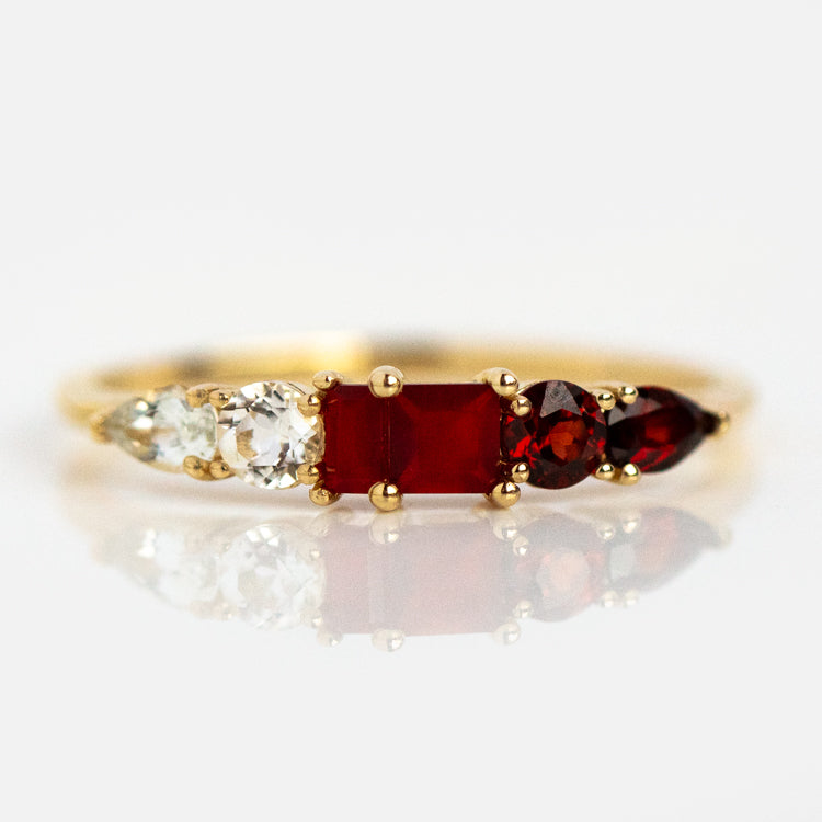 Solid Gold Modern Ombre Birthstone Ring
